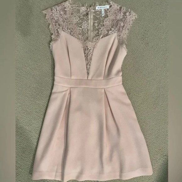 Brand New BCBGeneration Pink Lace-inset Fit & Flare Dress - Picture 4 of 12